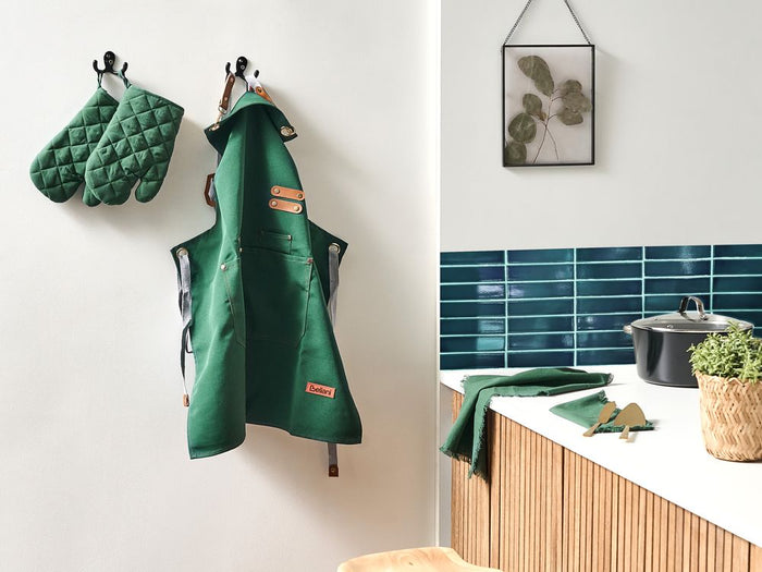 Set da cucina Grembiule Guanti da forno Panni da cucina Verde tessili da cucina