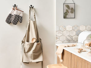 Set da cucina Grembiule Guanti da forno Panni da cucina beige tessili da cucina