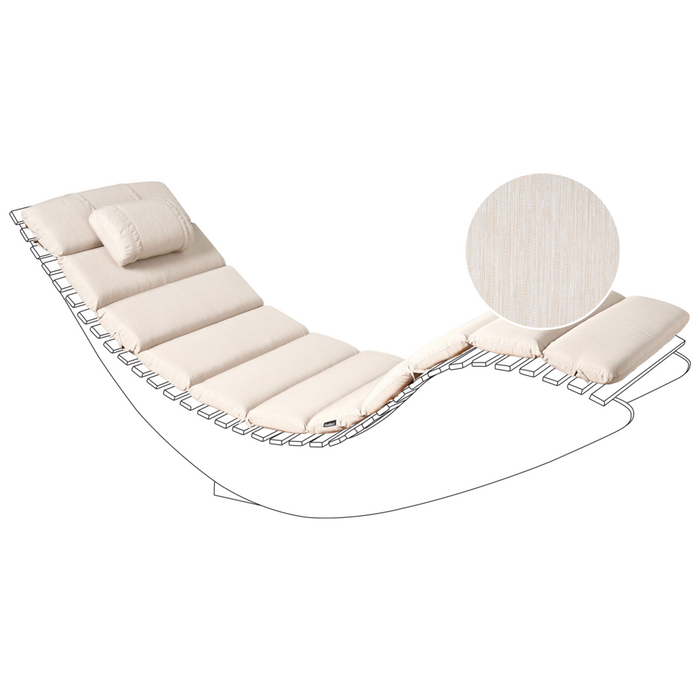 Cuscino per lettino prendisole Beige chiaro in poliestere resistente ai raggi UV con lacci e cuscino poggiatesta spesso