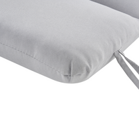 Cuscino per lettino prendisole grigio chiaro in poliestere resistente ai raggi UV con lacci e cuscino poggiatesta spesso