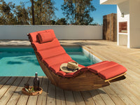 Cuscino per lettino prendisole rosso in poliestere resistente ai raggi UV con lacci e cuscino poggiatesta spesso