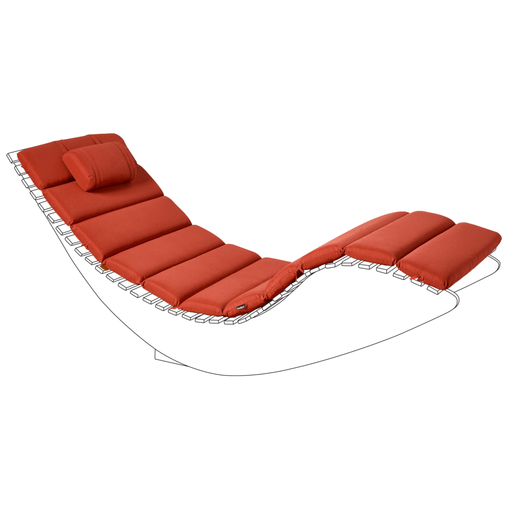 Cuscino per lettino prendisole rosso in poliestere resistente ai raggi UV con lacci e cuscino poggiatesta spesso