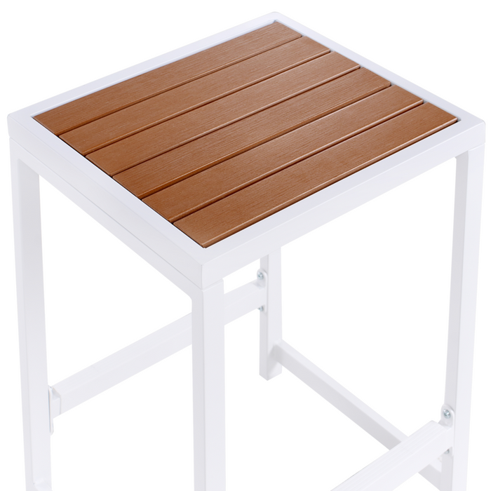 Sgabello da giardino per esterni in acciaio e legno bianco stile elegante