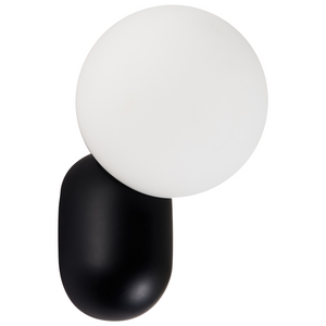 Set di 2 lampade da parete a forma di globo in vetro opalino nero stile vintage