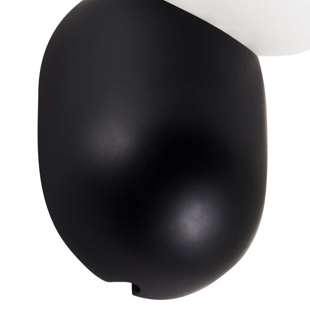 Set di 2 lampade da parete a forma di globo in vetro opalino nero stile vintage