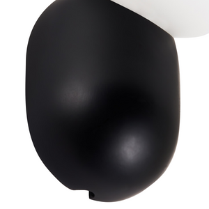 Set di 2 lampade da parete a forma di globo in vetro opalino nero stile vintage