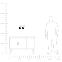 Set di 2 lampade da parete a forma di globo in vetro opalino nero stile vintage