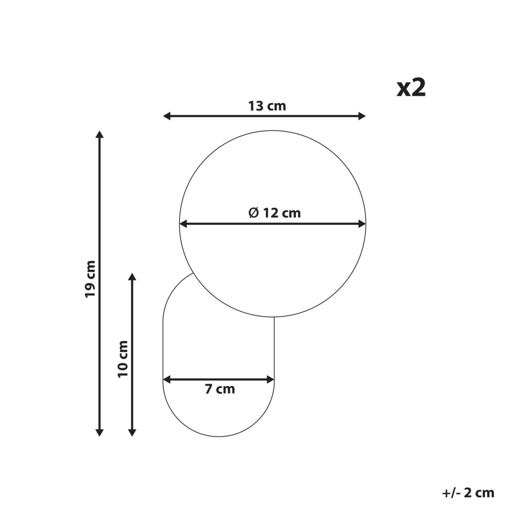 Set di 2 lampade da parete a forma di globo in vetro opalino nero stile vintage