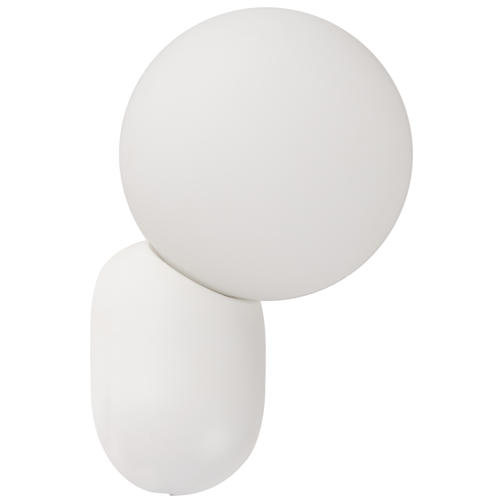 Set di 2 lampade da parete a forma di globo in vetro opalino bianco stile vintage
