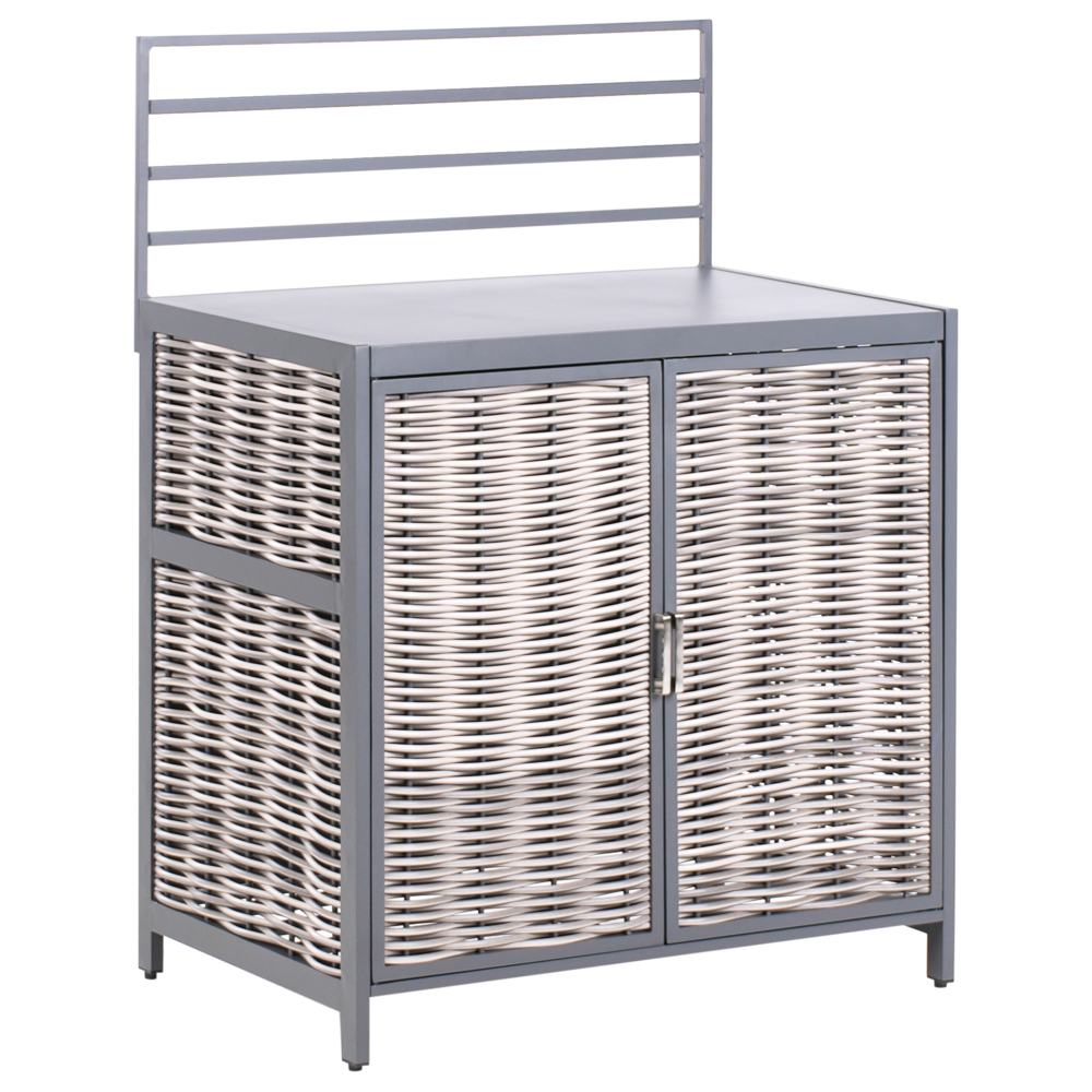 Set cucina da esterno 4 elementi in alluminio e PE Rattan con lavello grigio leva cucino da esterno