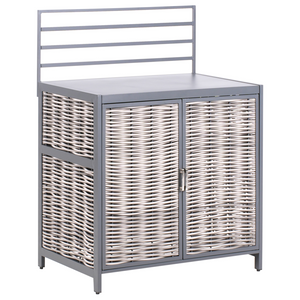 Set cucina da esterno 4 elementi in alluminio e PE Rattan con lavello grigio leva cucino da esterno