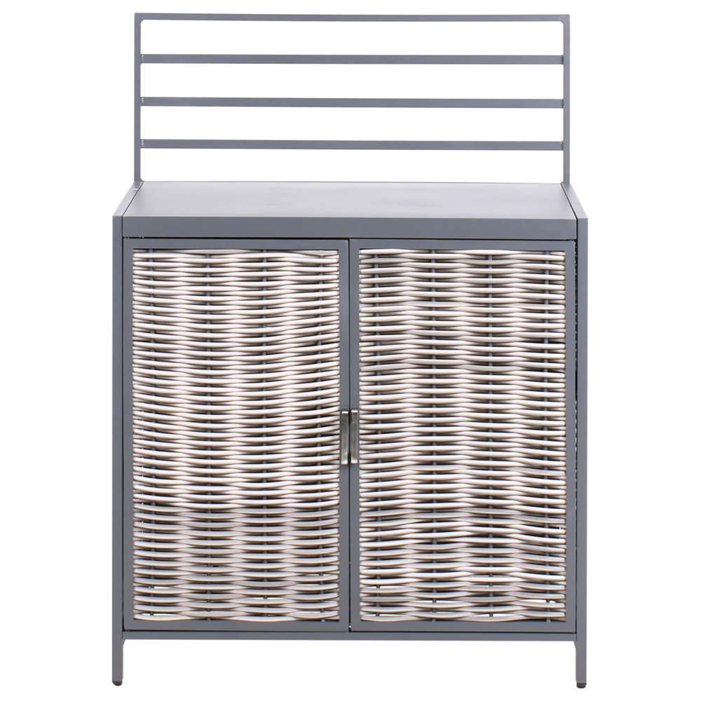 Set cucina da esterno 4 elementi in alluminio e PE Rattan con lavello grigio leva cucino da esterno