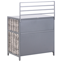 Set cucina da esterno 4 elementi in alluminio e PE Rattan con lavello grigio leva cucino da esterno