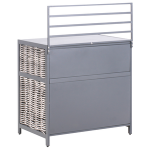 Set cucina da esterno 4 elementi in alluminio e PE Rattan con lavello grigio leva cucino da esterno