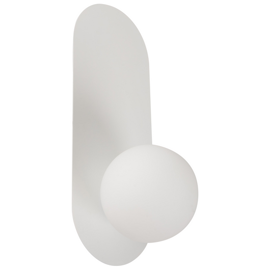 Set di 2 lampade da parete ovali con paralumi a globo in vetro bianco stile retrò