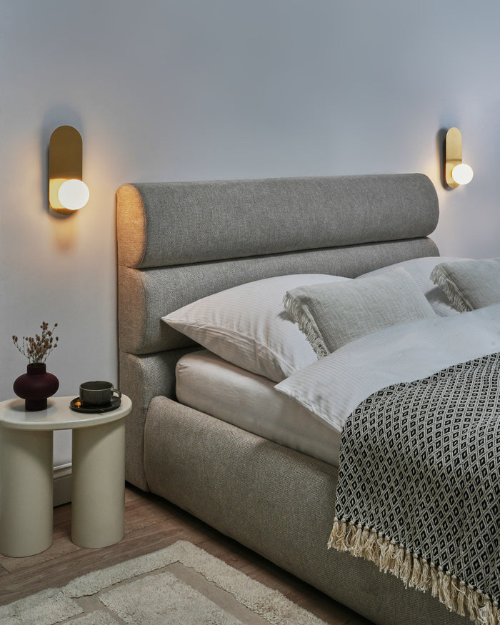 Set di 2 lampade da parete ovali con paralumi a globo in vetro Oro stile retrò