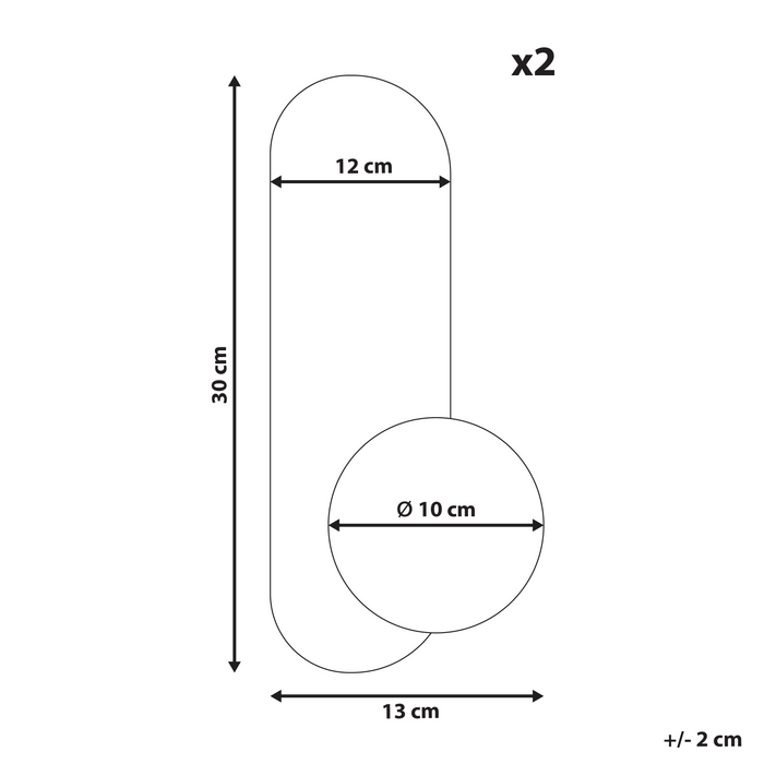 Set di 2 lampade da parete ovali con paralumi a globo in vetro Oro stile retrò