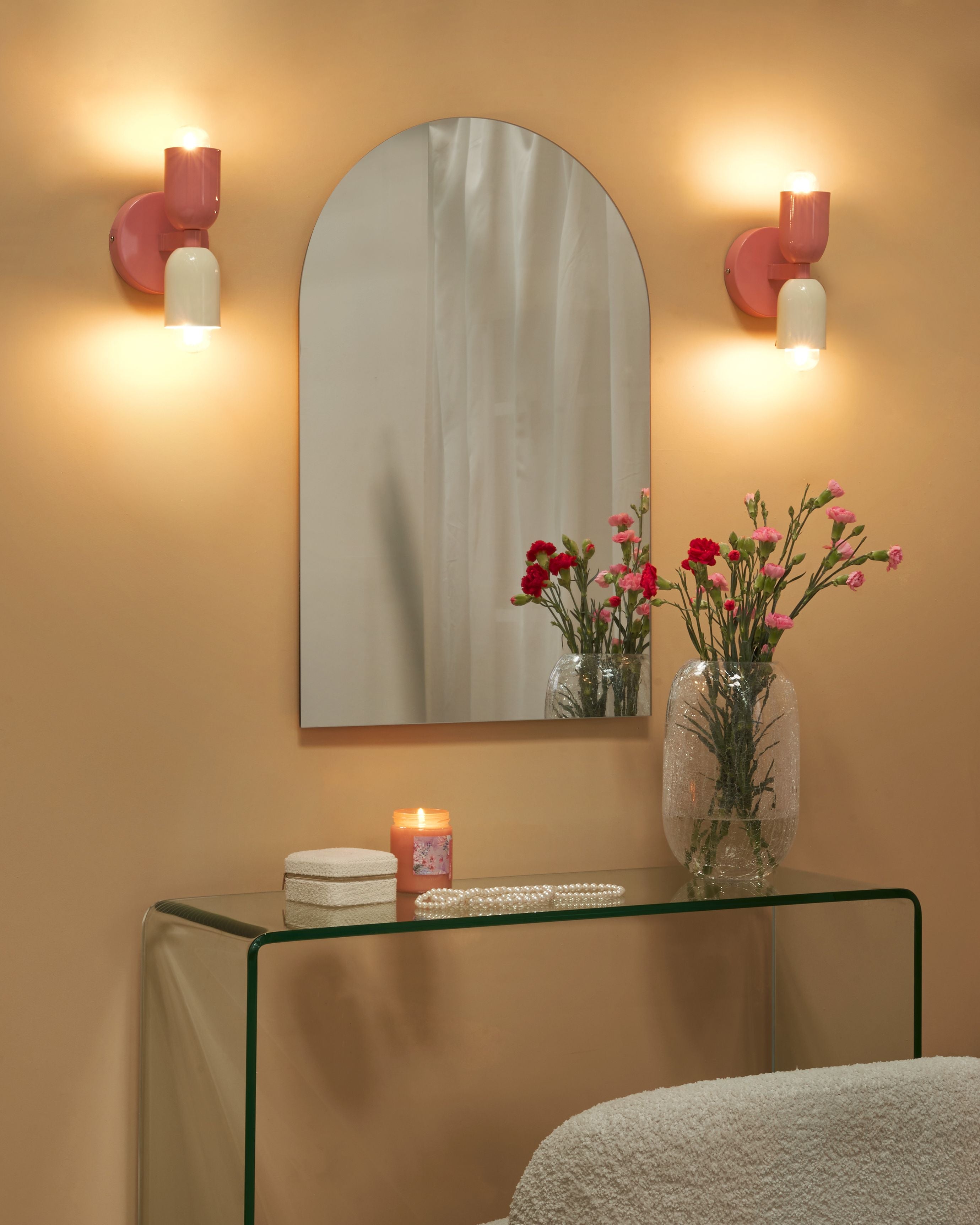 Set di 2 lampade da parete a due luci Up-Down Scones rosa