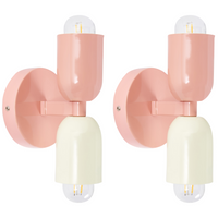 Set di 2 lampade da parete a due luci Up-Down Scones rosa