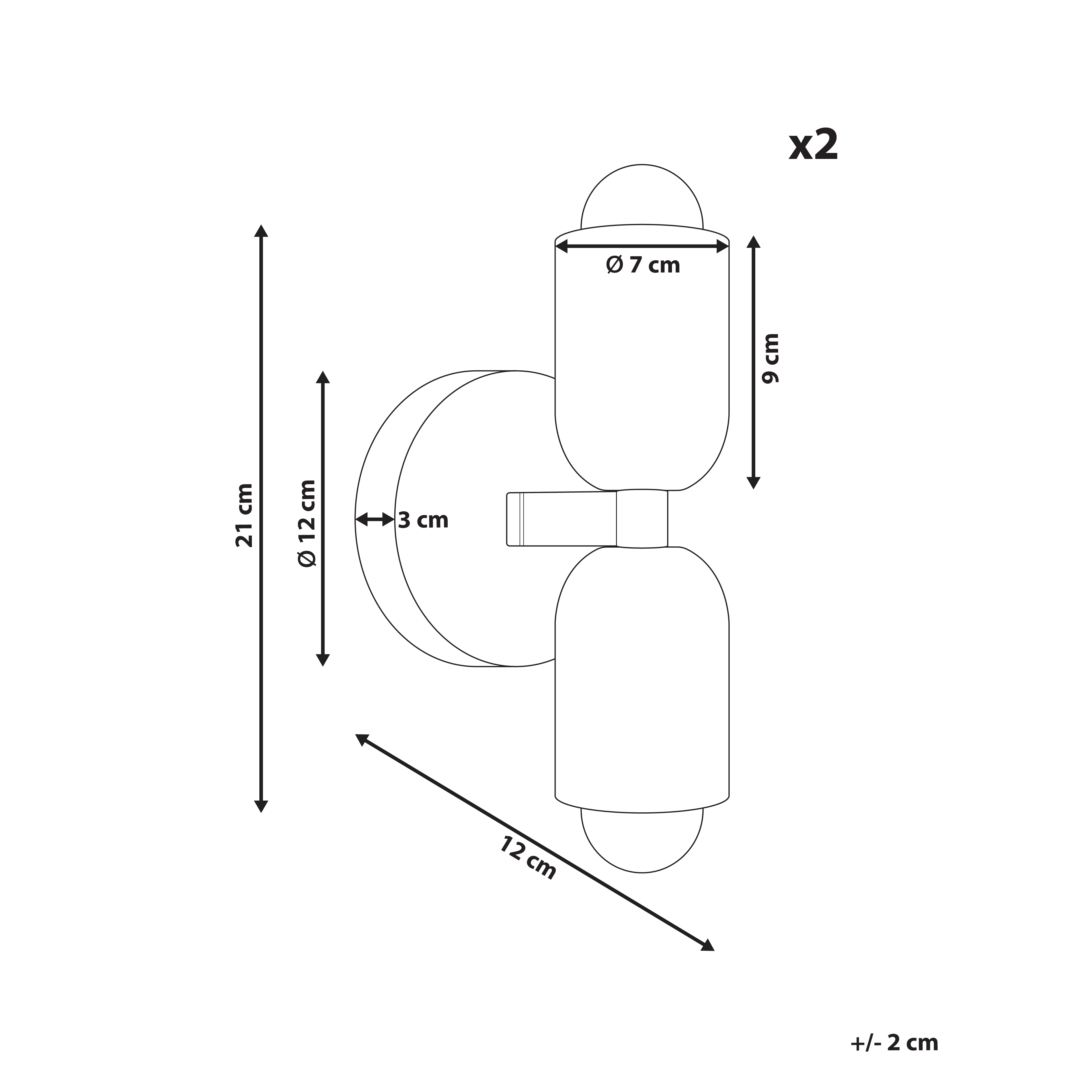 Set di 2 lampade da parete a due luci Up-Down Scones rosa
