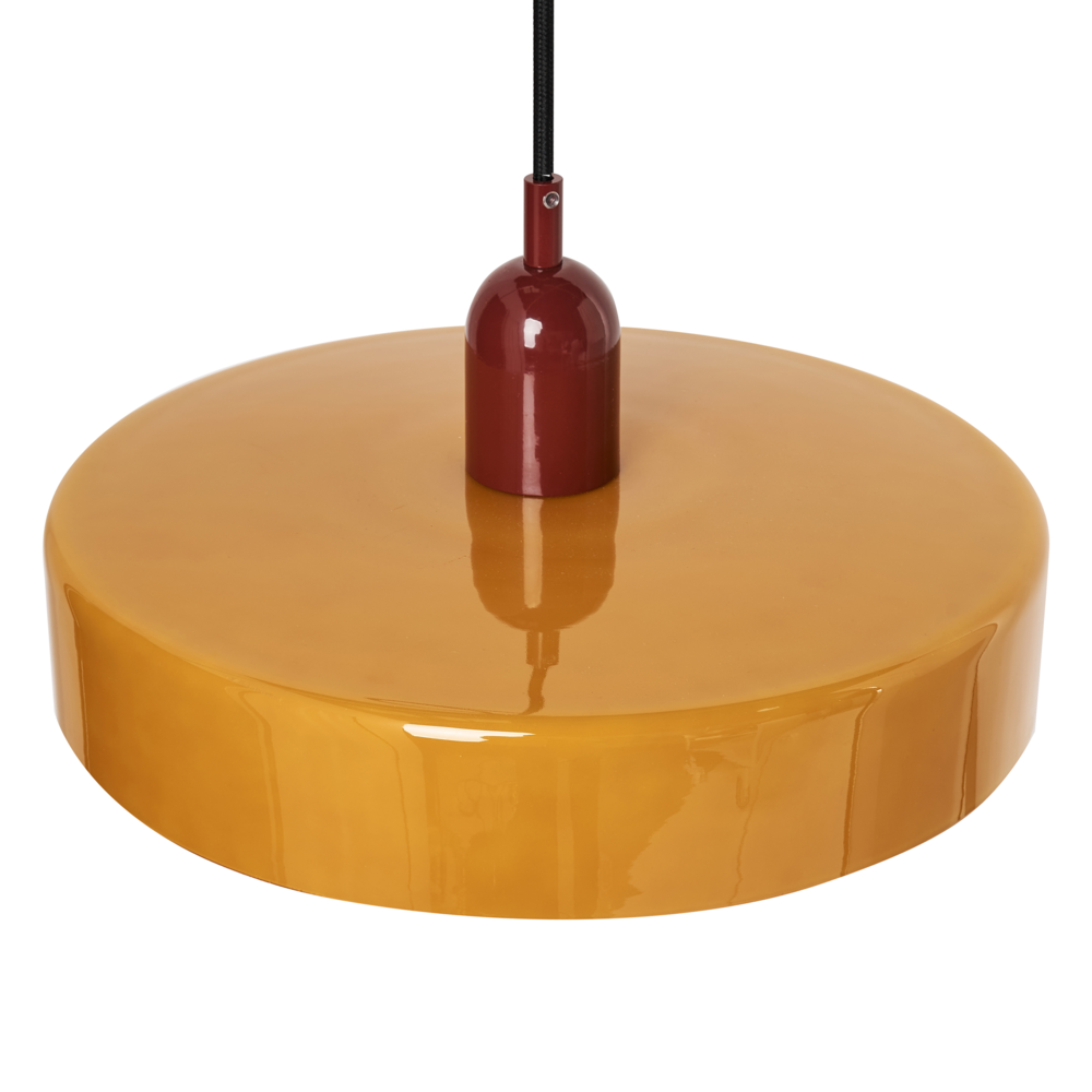 Lampadario tondo in vetro con paralume a globo giallo stile moderno