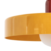 Lampadario tondo in vetro con paralume a globo giallo stile moderno