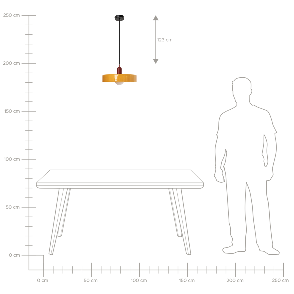 Lampadario tondo in vetro con paralume a globo giallo stile moderno