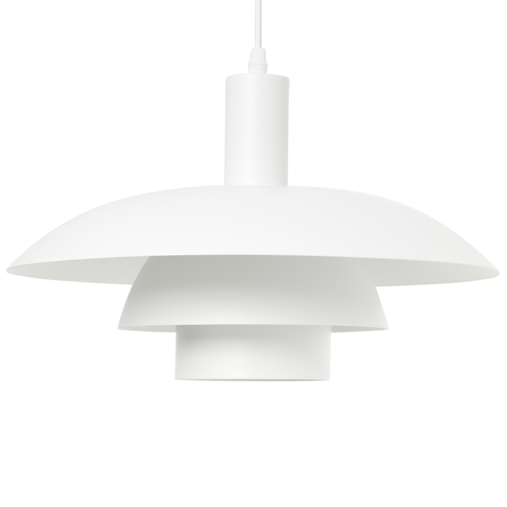 Lampada a sospensione in metallo bianco con design a gradini in stile metà secolo