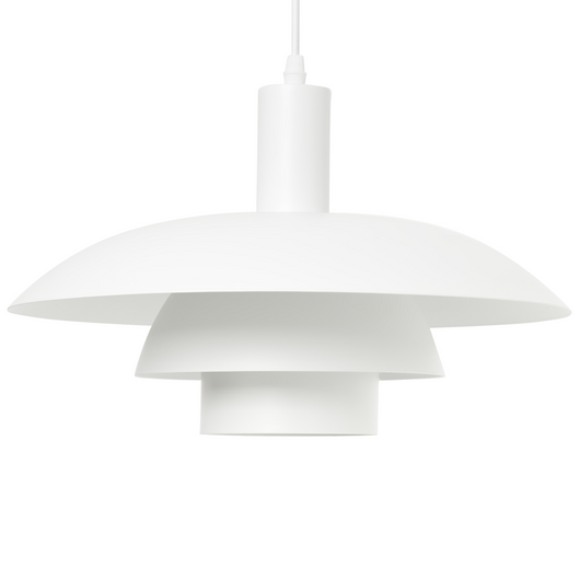 Lampada a sospensione in metallo bianco con design a gradini in stile metà secolo