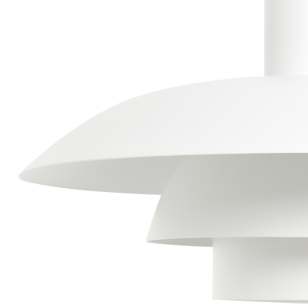 Lampada a sospensione in metallo bianco con design a gradini in stile metà secolo