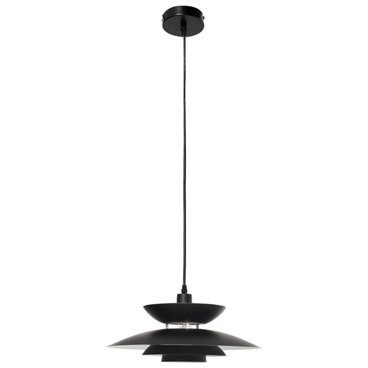 Lampadario in metallo nero a più livelli in stile vintage metà del secolo scorso