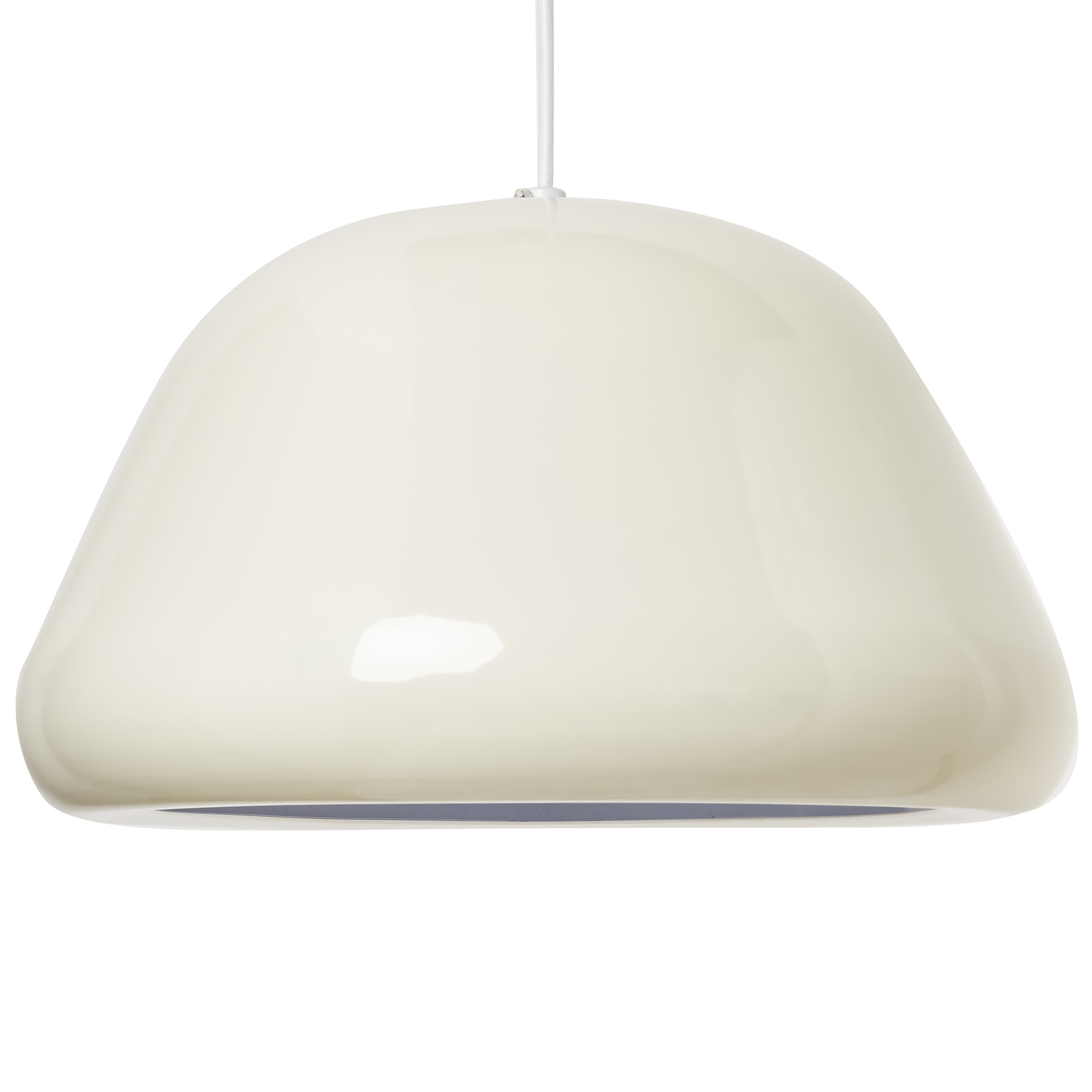 Lampada a sospensione in metallo beige chiaro moderna di ispirazione vintage di forma arrotondata