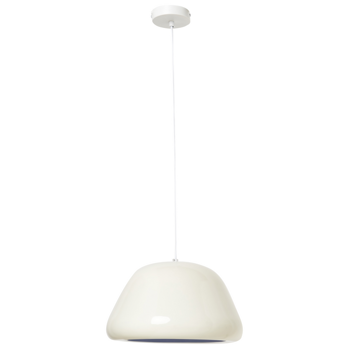 Lampada a sospensione in metallo beige chiaro moderna di ispirazione vintage di forma arrotondata