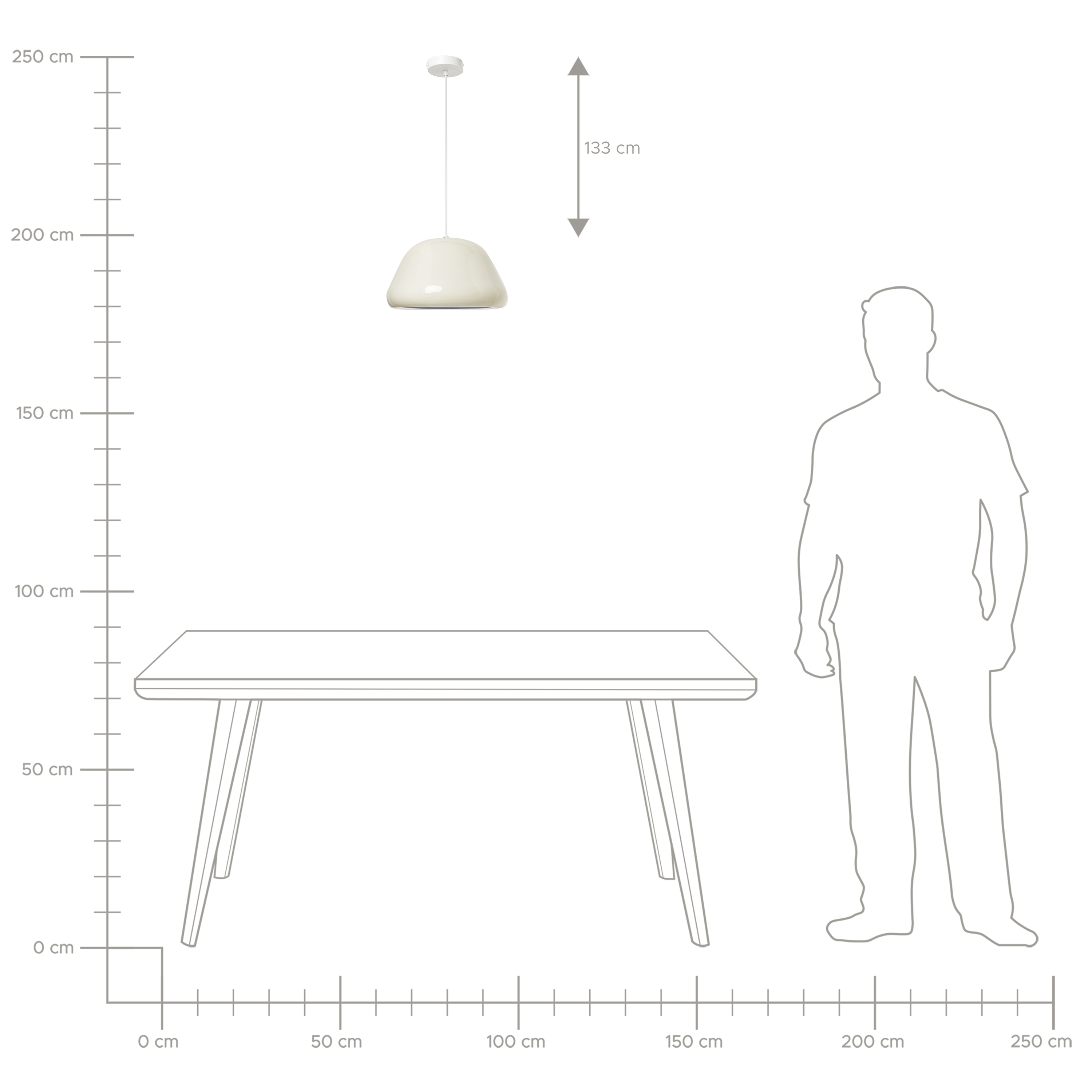 Lampada a sospensione in metallo beige chiaro moderna di ispirazione vintage di forma arrotondata