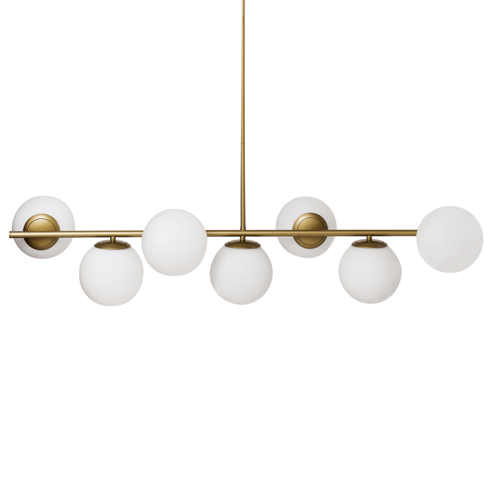 Lampada da soffitto in metallo con 7 paralumi in vetro oro stile glamour