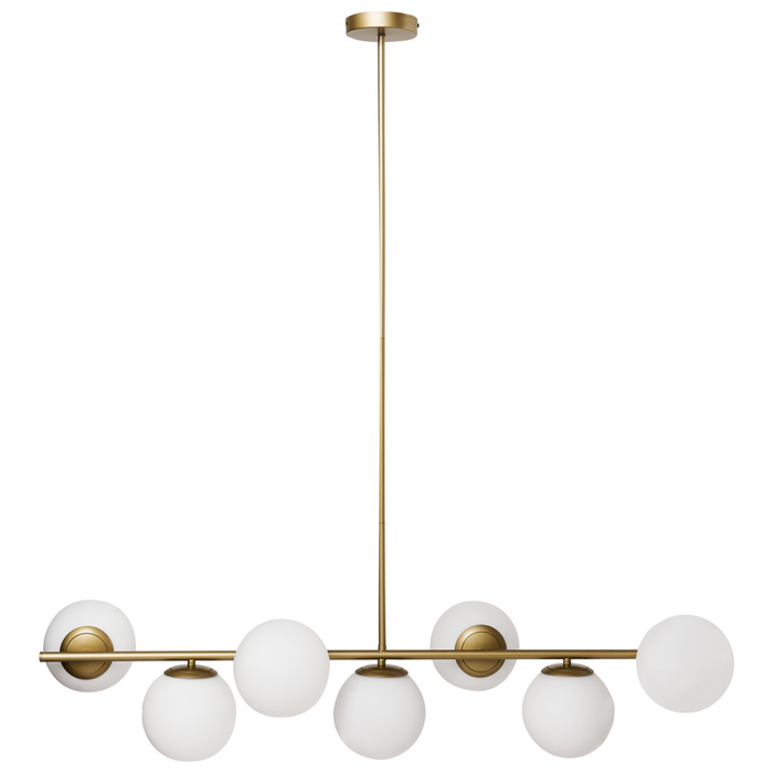 Lampada da soffitto in metallo con 7 paralumi in vetro oro stile glamour