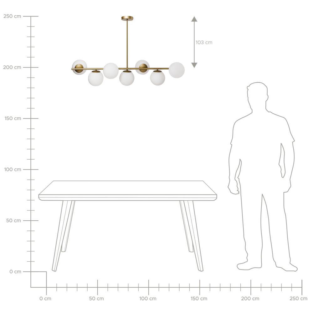Lampada da soffitto in metallo con 7 paralumi in vetro oro stile glamour