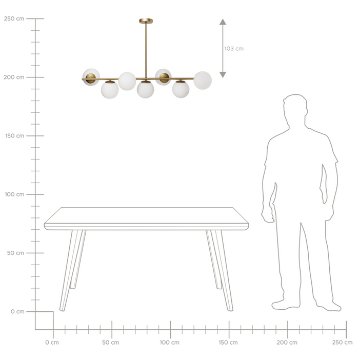 Lampada da soffitto in metallo con 7 paralumi in vetro oro stile glamour