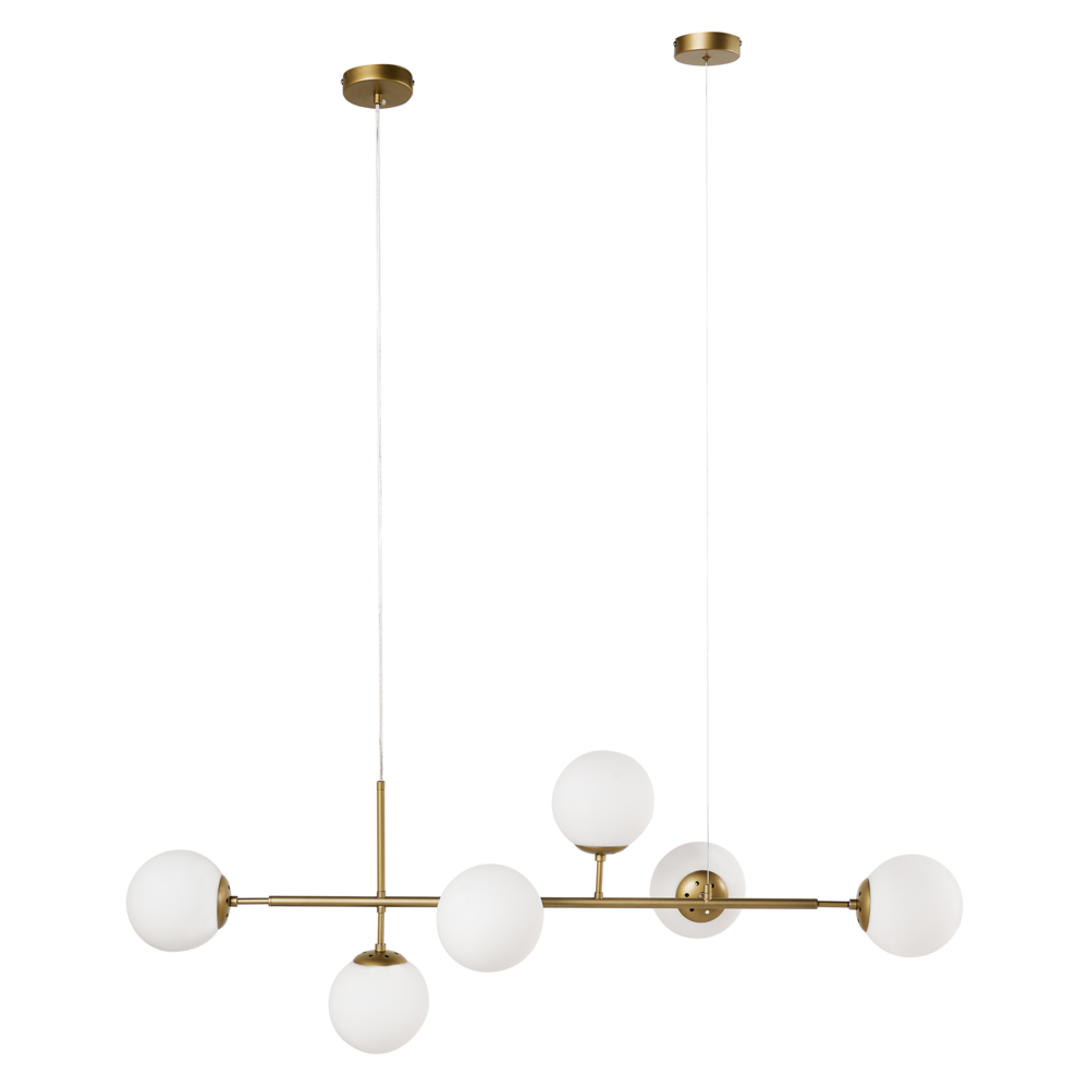 Lampadario in metallo con 6 paralumi in vetro oro stile glamour