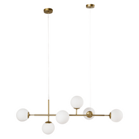 Lampadario in metallo con 6 paralumi in vetro oro stile glamour