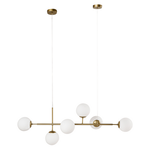 Lampadario in metallo con 6 paralumi in vetro oro stile glamour