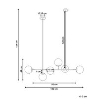 Lampadario in metallo con 6 paralumi in vetro oro stile glamour