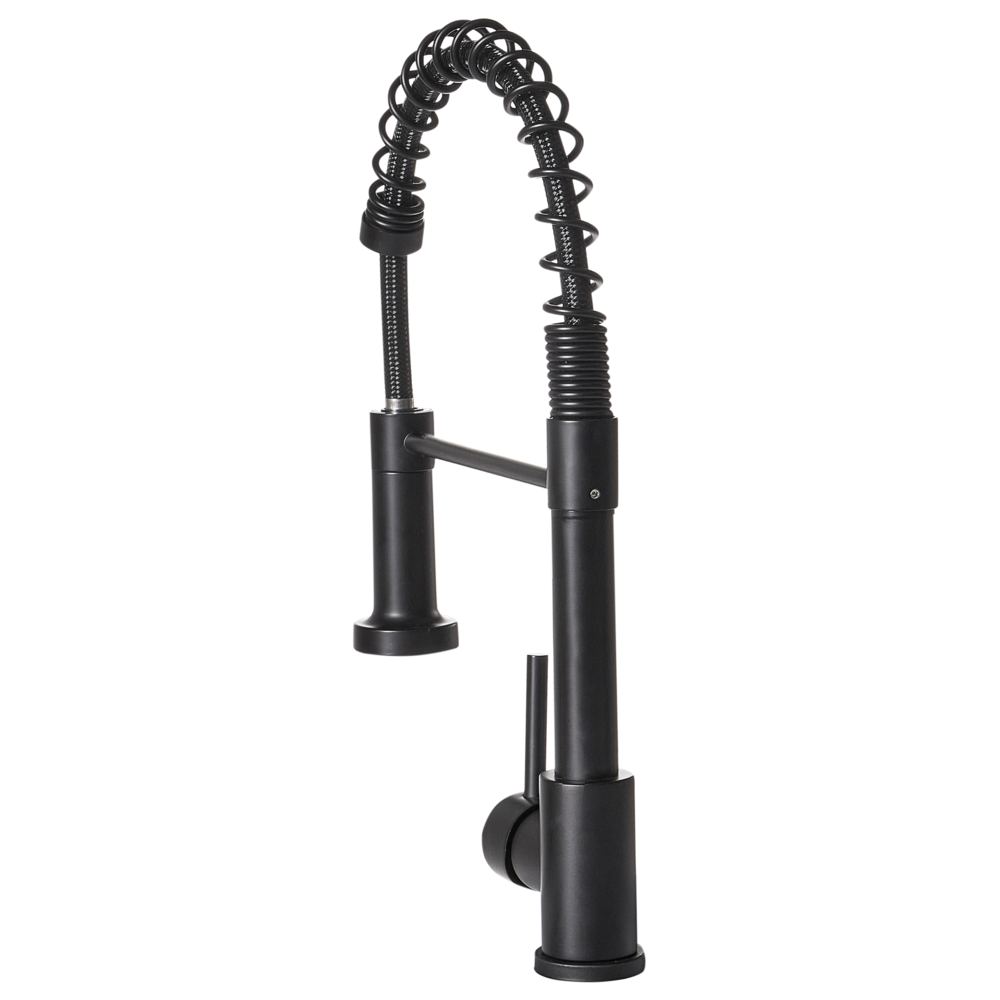 Rubinetto da cucina moderno rubinetto miscelatore a spruzzo estraibile bobina a molla in acciaio inox finitura opaca bocca girevole nero