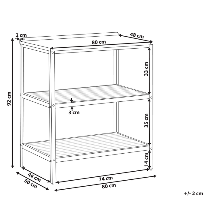 Isola da giardino in legno di acacia 2 ripiani 50 x 80 x 92 cm Piano in legno massello marrone Giardino Cucina Sala da pranzo