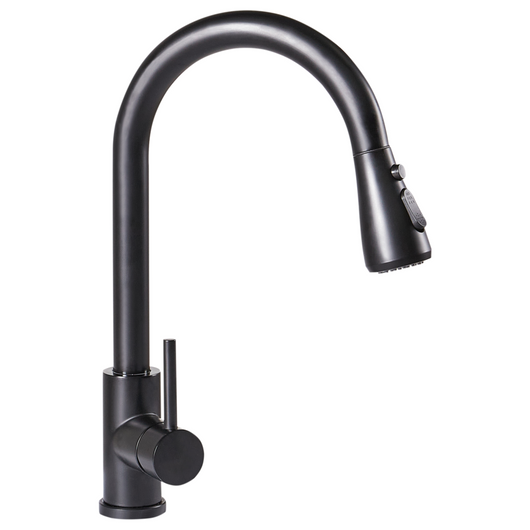 Rubinetto da cucina moderno rubinetto miscelatore a spruzzo estraibile bobina a molla in acciaio inossidabile beccuccio girevole nero