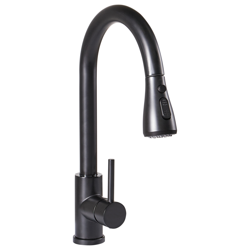 Rubinetto da cucina moderno rubinetto miscelatore a spruzzo estraibile bobina a molla in acciaio inossidabile beccuccio girevole nero