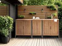 Mobile da cucina per esterni in legno di acacia marrone 2 ripiani 1 anta con top 50 x 50 x 92 cm Giardino Cucina Pranzo