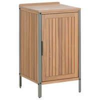 Mobile da cucina per esterni in legno di acacia marrone 2 ripiani 1 anta con top 50 x 50 x 92 cm Giardino Cucina Pranzo