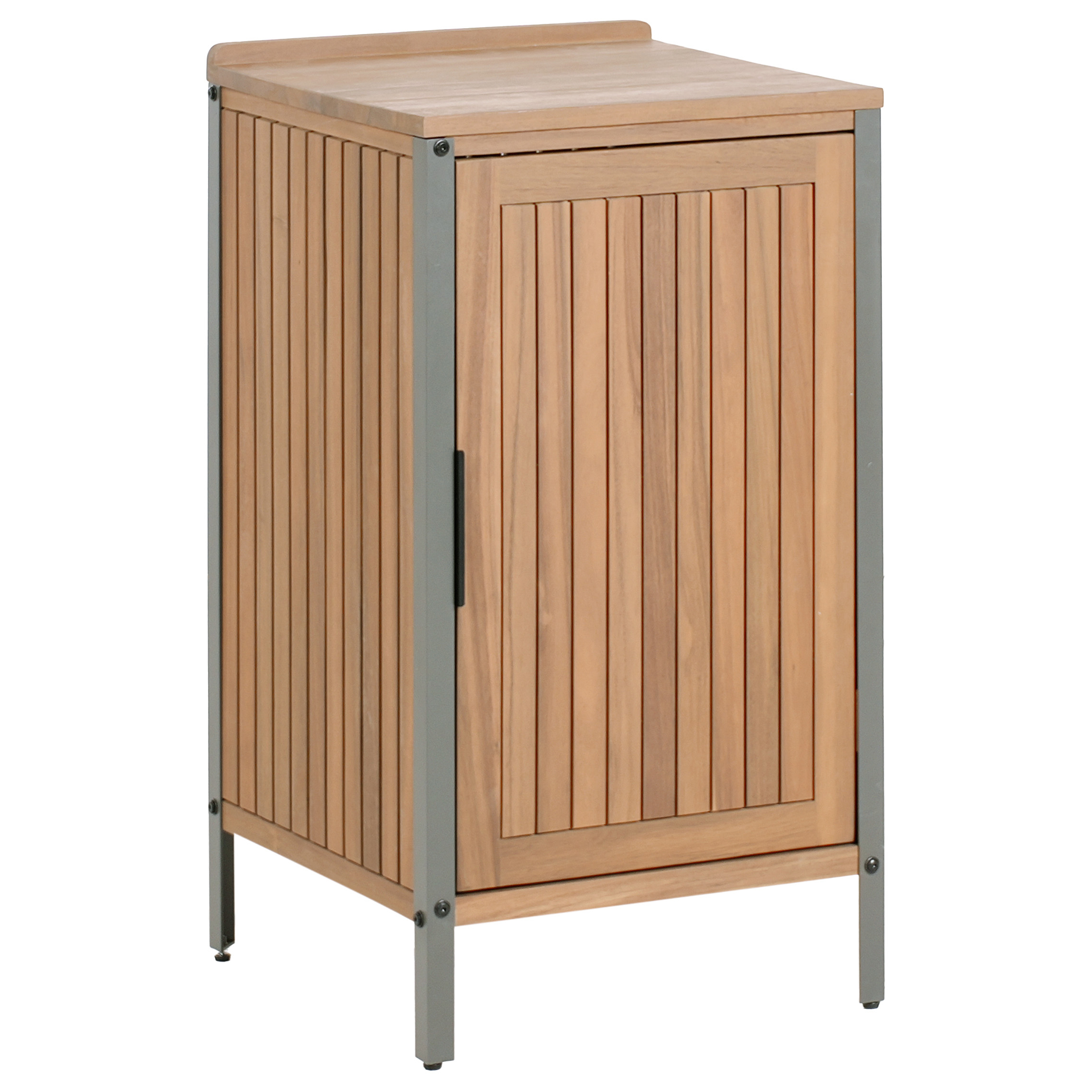 Mobile da cucina per esterni in legno di acacia marrone 2 ripiani 1 anta con top 50 x 50 x 92 cm Giardino Cucina Pranzo