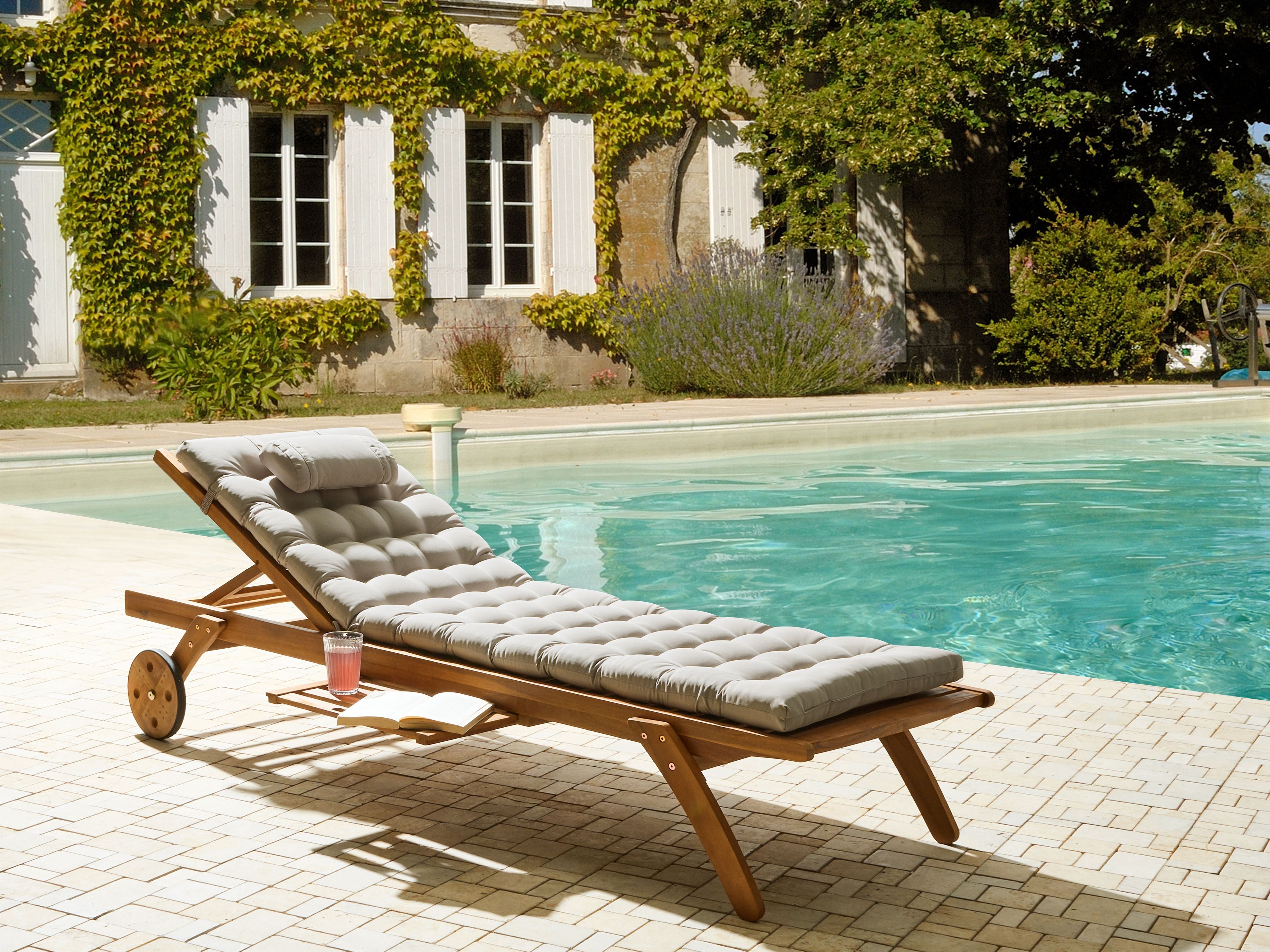 Cuscino per lettino prendisole con poggiatesta per lettino solare Resistente ai raggi UV tortora esterno bordo piscina